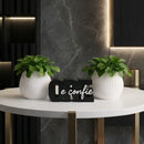 Kit Vasinhos Decorativos Serenity mais letreiro "Ore e Confie"