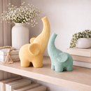 Kit 2 Elefantes Decorativos 3D com Textura Crochê (10 e 15 cm) – Design Moderno para Decoração