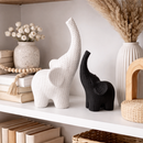 Kit 2 Elefantes Decorativos 3D com Textura Crochê (10 e 15 cm) – Design Moderno para Decoração