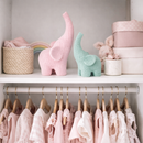 Kit 2 Elefantes Decorativos 3D com Textura Crochê (10 e 15 cm) – Design Moderno para Decoração